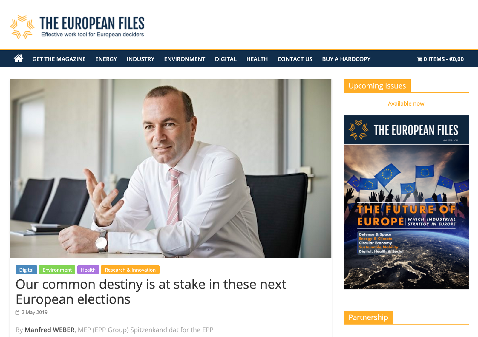 Manfred Weber article common destiny.png